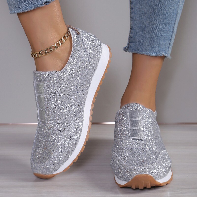 2024. aasta sügis, uus mood, slip-on madala kontsaga naiste tossud, kuldsed hõbedased trendisportjalatsid Naiste vabaajajalatsid vabas õhus
