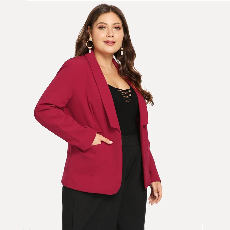 Plus Size Κομψό Ανοιξιάτικο Φθινοπωρινό μπλέιζερ Γυναικείο Μακρυμάνικο Ανοιχτό Μπροστινό Χαλαρό Μπουφάν Παλτό Μεγάλο Μέγεθος Business Casual Blazer 6XL 7XL