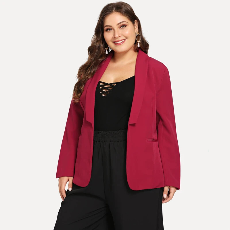 Plus Size Κομψό Ανοιξιάτικο Φθινοπωρινό μπλέιζερ Γυναικείο Μακρυμάνικο Ανοιχτό Μπροστινό Χαλαρό Μπουφάν Παλτό Μεγάλο Μέγεθος Business Casual Blazer 6XL 7XL