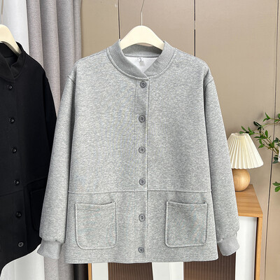 Odjeća veće veličine od 100 kg Baseball jakna Proljeće i jesen Sve Lazy Wind Labavi jednobojni kaput 2375