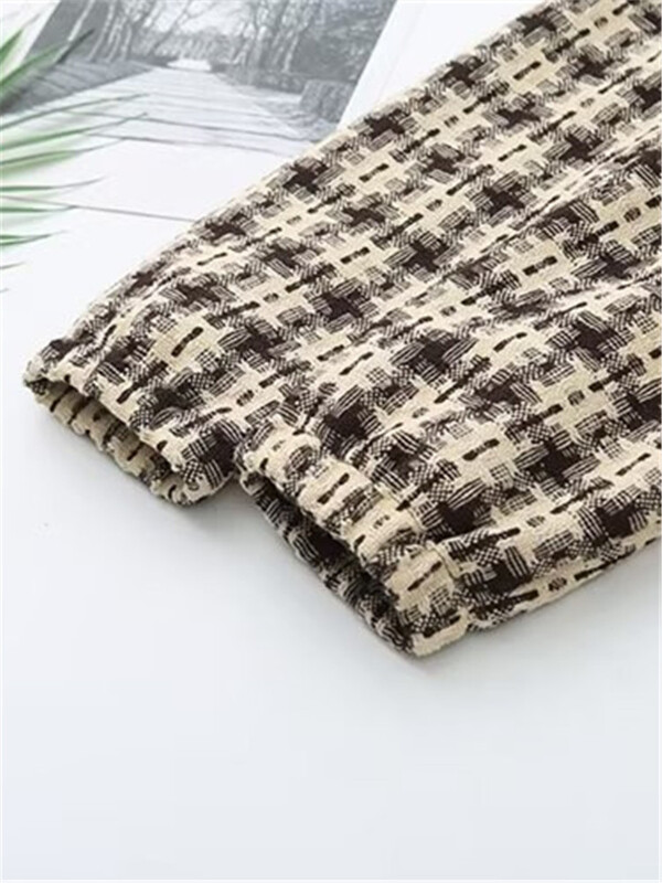 Ženska odjeća veće veličine Jesenska jakna dugih rukava Kardigan s patentnim zatvaračem od cvjetnog kariranog karira s kožnim šavovima na ramenima