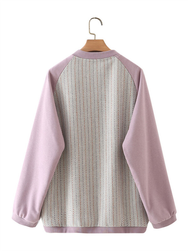 Jachetă de îmbrăcăminte pentru femei de mărime mare Jumper de baseball cu fermoar și mâneci contrastante Jachetă de primăvară și toamnă