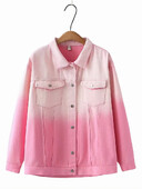 Ženska odjeća velikih veličina Proljetna i jesenska traper jakna Kardigan dugih rukava na rever Ombre isprana traper košulja s kopčanjem