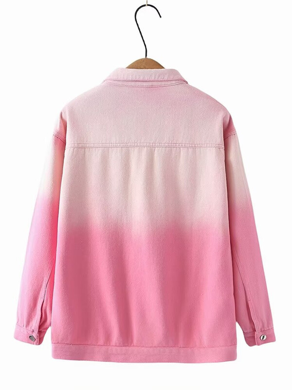 Ženska odjeća velikih veličina Proljetna i jesenska traper jakna Kardigan dugih rukava na rever Ombre isprana traper košulja s kopčanjem