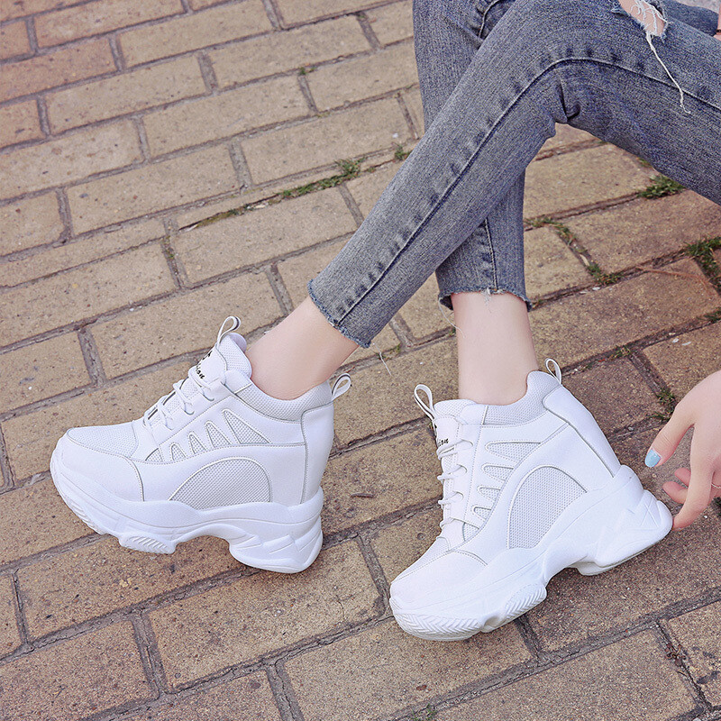 Ženske tenisice s platformom Ljetne prozračne mrežaste cipele 2022. Ženske cipele na tanku petu Ležerne cipele Tenisice s potplatom od 10 CM Bijele cipele