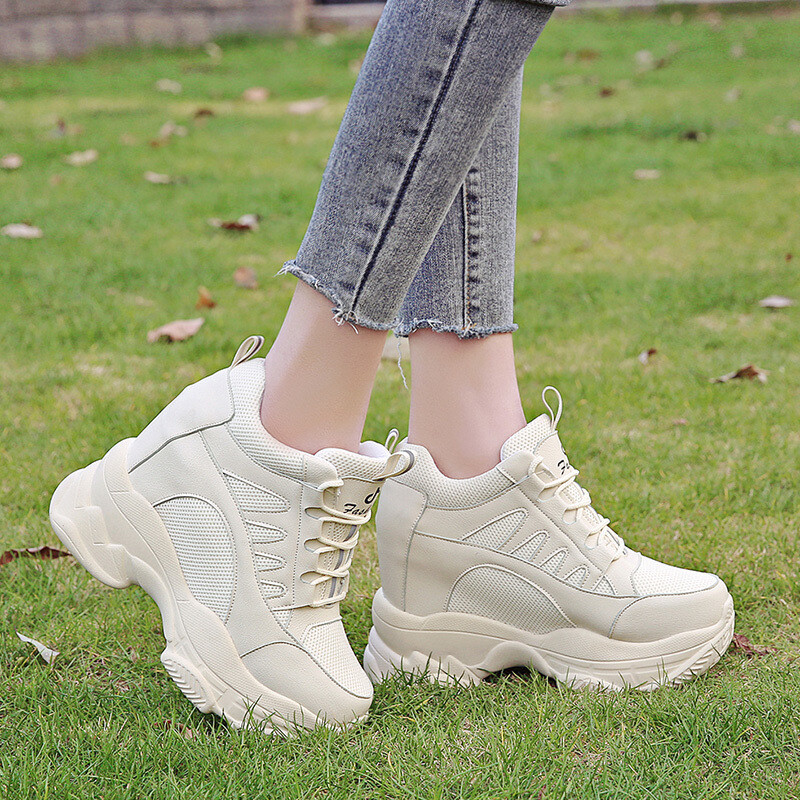 Ženske tenisice s platformom Ljetne prozračne mrežaste cipele 2022. Ženske cipele na tanku petu Ležerne cipele Tenisice s potplatom od 10 CM Bijele cipele