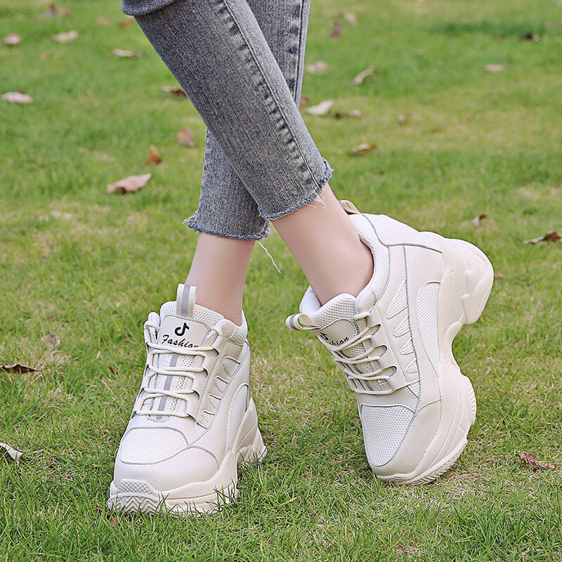 Ženske tenisice s platformom Ljetne prozračne mrežaste cipele 2022. Ženske cipele na tanku petu Ležerne cipele Tenisice s potplatom od 10 CM Bijele cipele