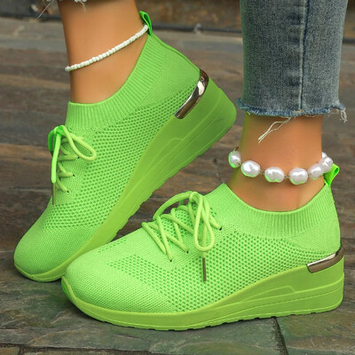 Ženske uzročne tenisice 2024. Ljetne mrežaste modne prozračne tenisice Sportska obuća na vezanje za žene Obuća za trčanje na platformi