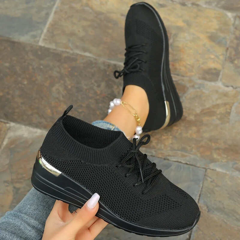 Ženske uzročne tenisice 2024. Ljetne mrežaste modne prozračne tenisice Sportska obuća na vezanje za žene Obuća za trčanje na platformi