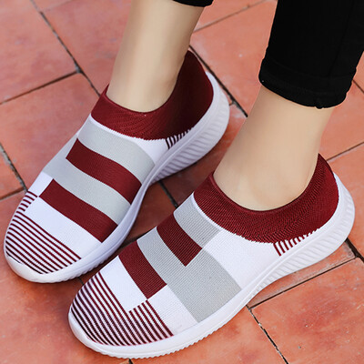 Sportske tenisice za trčanje za žene Slip on Mesh, prozračne tenisice za van, velike veličine Patchwork Ležerne cipele za hodanje za žene