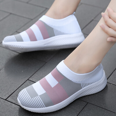 Sportske tenisice za trčanje za žene Slip on Mesh, prozračne tenisice za van, velike veličine Patchwork Ležerne cipele za hodanje za žene