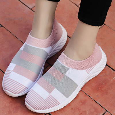 Sportske tenisice za trčanje za žene Slip on Mesh, prozračne tenisice za van, velike veličine Patchwork Ležerne cipele za hodanje za žene