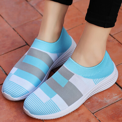 Sportske tenisice za trčanje za žene Slip on Mesh, prozračne tenisice za van, velike veličine Patchwork Ležerne cipele za hodanje za žene