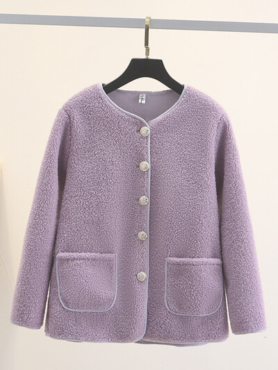 Ежедневно облекло за жени О деколте с дълги ръкави Едноредно палто с джобове Зимно модерно елегантно семпло ежедневно облекло с голям размер