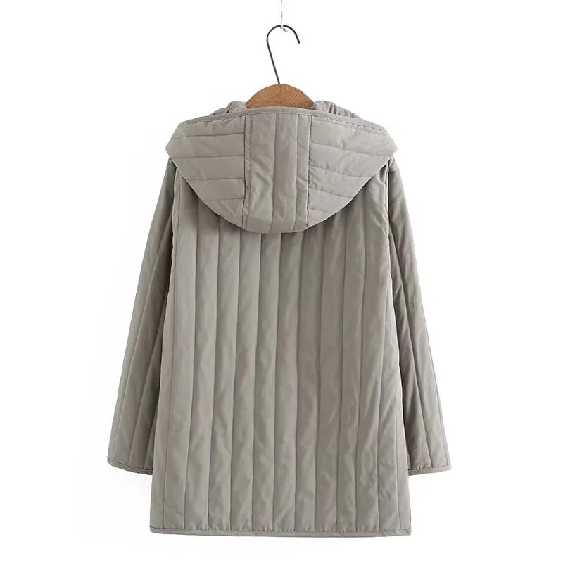 Puuvillase polsterdatud mantel naistele, suur, õhuke, lahtine, keskmine pikk, tepitud jope, vabaaja kapuutsiga, soe, sügisene, uus, 005