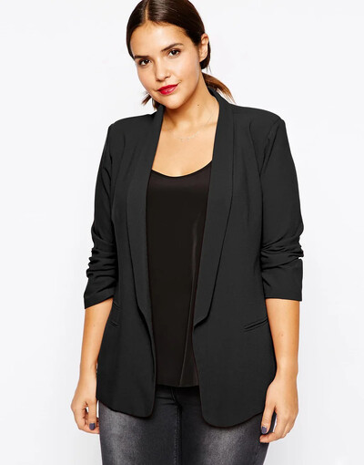 Blazer casual cu mânecă lungă, cu buzunar, cu mânecă lungă, cu guler șal, primăvară, toamnă, elegant, pentru birou, 5XL 6XL 7XL