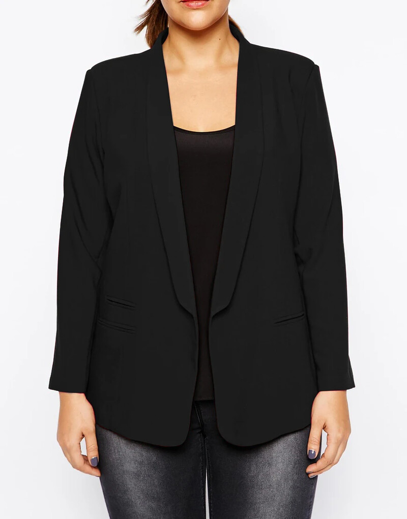 Suures suuruses avatud eesmine vabaaja bleiser naiste pikkade varrukatega taskurätt kaelarihm kevad sügis Elegantne pidulik kontori bleiser 5XL 6XL 7XL