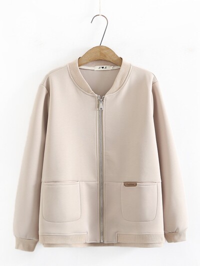 Ženska odjeća Jakna velike veličine Jesenska nova revija Tanki ženski kaput s bejzbolskim ovratnikom s patentnim zatvaračem