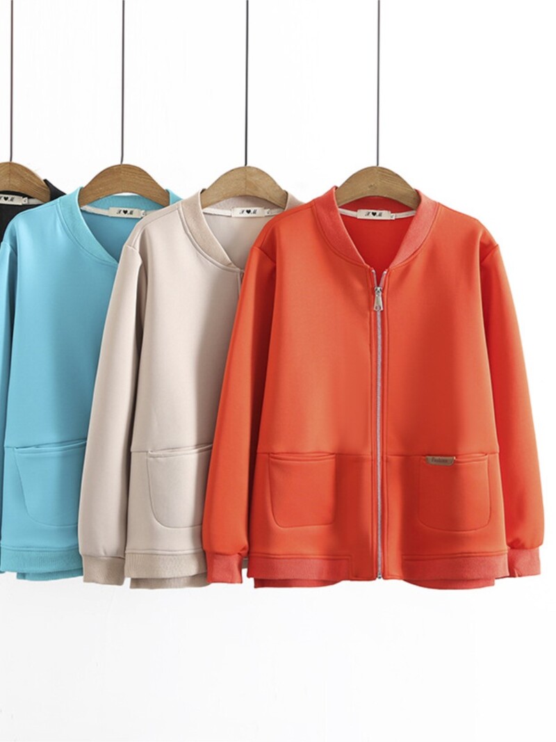 Ženska odjeća Jakna velike veličine Jesenska nova revija Tanki ženski kaput s bejzbolskim ovratnikom s patentnim zatvaračem