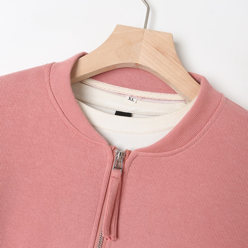 Jesenska odjeća 2023., ženska mesingana jakna s patentnim zatvaračem, velika bejzbolska uniforma spuštenih ramena, široka, ležerna jednobojna gornja odjeća, krivulja