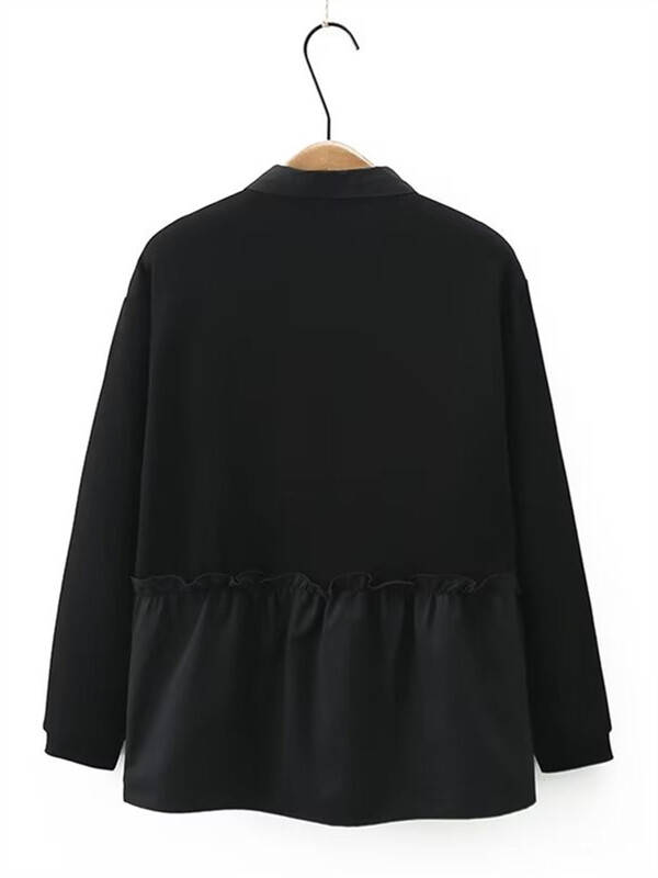 Ženska odjeća velikih veličina Proljetni i jesenski kaput s reverom, dugi rukavi, mješovite boje, moderna jakna za debele žene