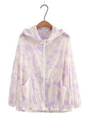 Дамско облекло с големи размери Слънцезащитно облекло Късо лятно яке с щампи с дълги ръкави и качулка XL-4XL Подходящо за пълни жени