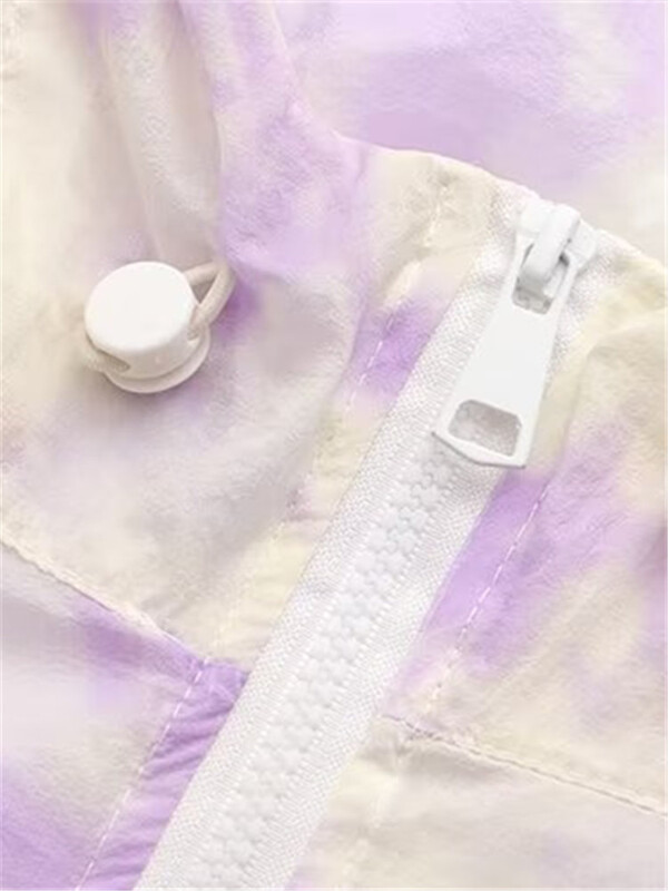 Дамско облекло с големи размери Слънцезащитно облекло Късо лятно яке с щампи с дълги ръкави и качулка XL-4XL Подходящо за пълни жени