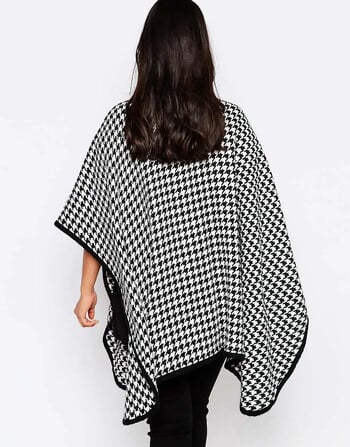 Μεγάλο μέγεθος Casual Houndstooth καμπαρντίνα Μακρύ μανίκι νυχτερίδα Ανοιχτό μπροστά Γυναικείο Χαλαρό Φθινοπωρινό Χειμερινό μάλλινο κιμονό ζακέτα 5XL 6XL