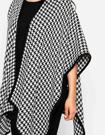 Μεγάλο μέγεθος Casual Houndstooth καμπαρντίνα Μακρύ μανίκι νυχτερίδα Ανοιχτό μπροστά Γυναικείο Χαλαρό Φθινοπωρινό Χειμερινό μάλλινο κιμονό ζακέτα 5XL 6XL