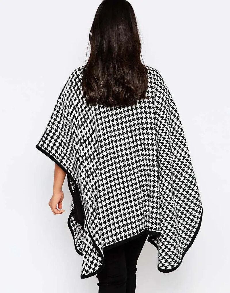 Suures suuruses vabaaja Houndstooth Trench mantel, pikk nahkhiire varrukas, avatud, emane, sügisene talvevillane kimonokardigan 5XL 6XL