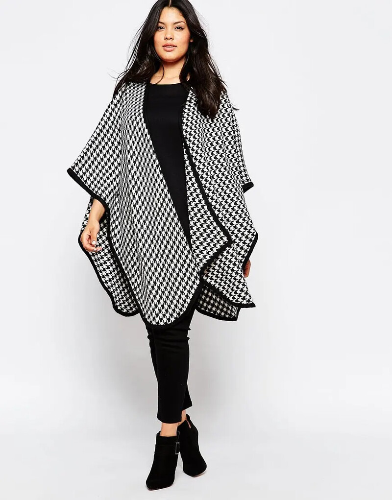 Suures suuruses vabaaja Houndstooth Trench mantel, pikk nahkhiire varrukas, avatud, emane, sügisene talvevillane kimonokardigan 5XL 6XL