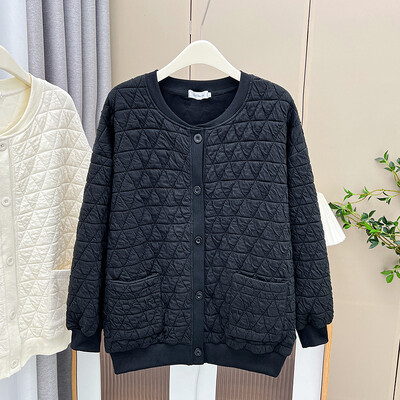 Ženska dukserica velikih veličina Jesenska ležerna odjeća Modna bejzbolska uniforma s stojećim ovratnikom Gornja odjeća Argyle prošiveni kaputi