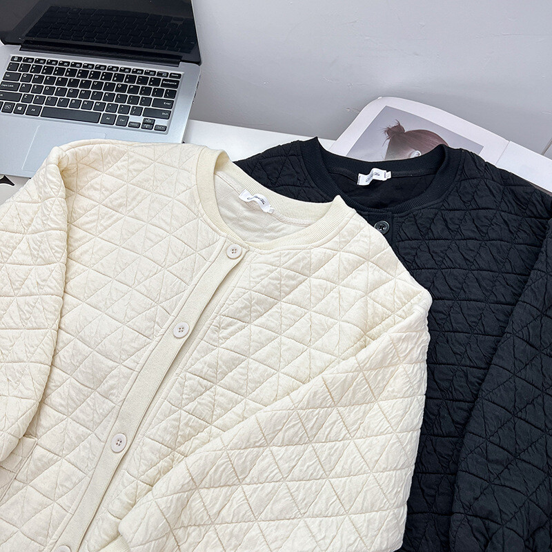 Ženska dukserica velikih veličina Jesenska ležerna odjeća Modna bejzbolska uniforma s stojećim ovratnikom Gornja odjeća Argyle prošiveni kaputi