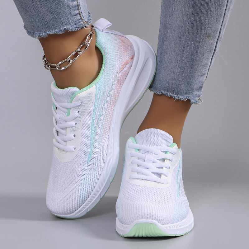 Пролетни нови дамски спортни обувки, модерни, дишащи, леки, неплъзгащи се, устойчиви на износване, ежедневни спортни обувки, равни обувки