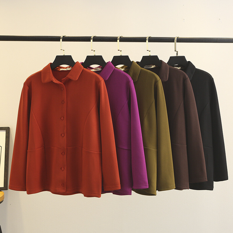 Naiste suures suuruses jakk Sügisene vabaajariietus Moodne pikkade varrukatega särk Välisrõivad Kumerad mantlid F21 5878