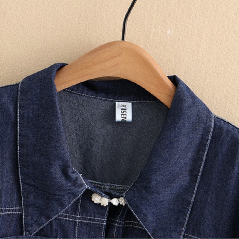 Suures suuruses teksajakk naistele 2023. aasta kevadsuvi pärlpandlaga puhvis varrukatega mantel lahtised ülerõivad, suured kõverad riided S6-5634