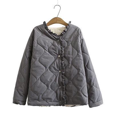 Ženska parka od flisa s dvostrukim podstavom, široka jakna, jednobojni kaput, puni rukavi, velika veličina, zimska odjeća