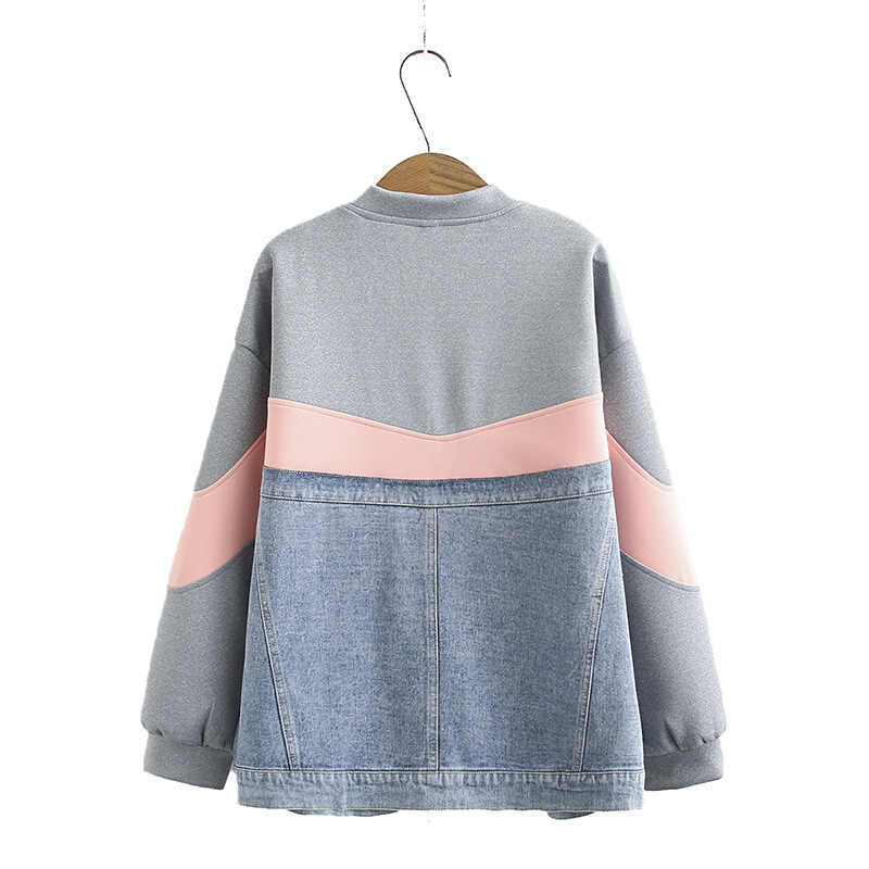 2023. aasta sügisene naisteriided, suures suuruses vabaaja mantel, stiilne lapiline teksariide, kontrastset värvi jakk, kumer, naiste S56 856