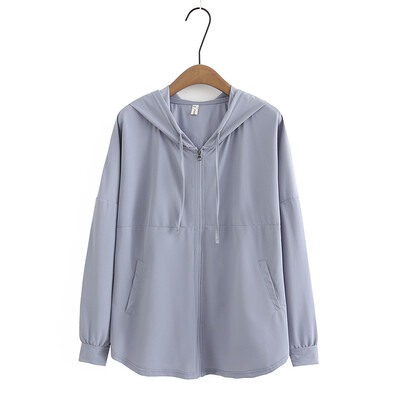 Дамско яке с голям размер 2023 Пролет Лято Бързосъхнещо тънко слънцезащитно палто Свободно връхно облекло Дрехи с големи извивки S48-2366