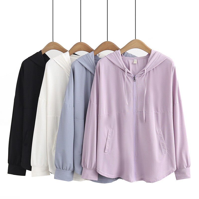 Дамско яке с голям размер 2023 Пролет Лято Бързосъхнещо тънко слънцезащитно палто Свободно връхно облекло Дрехи с големи извивки S48-2366