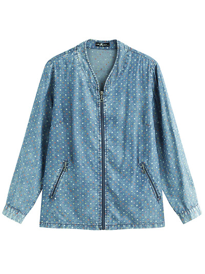 LIH HUA Ženska traper jakna veće veličine Jesenski šik elegantna jakna za bucmaste žene Pamučno tkana jakna