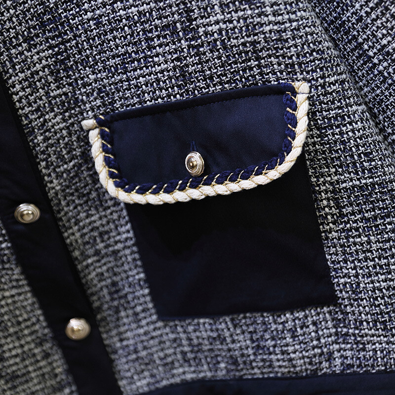 150 kg veće ženske grudi 157 Jesen Zima Široka mala mirisna jakna Kaput s jednim kopčanjem Plava 6XL 7XL 8XL 9XL 10XL