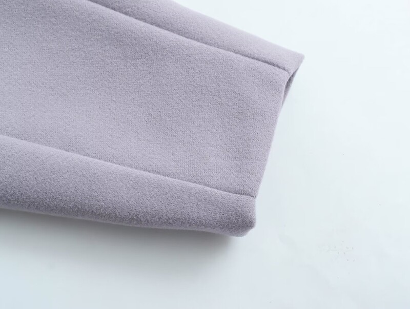 Ženska odjeća veće veličine Kaput bez ovratnika, jednobojni vuneni kaput dugih rukava za proljeće i jesen Vunena jakna u uličnom stilu