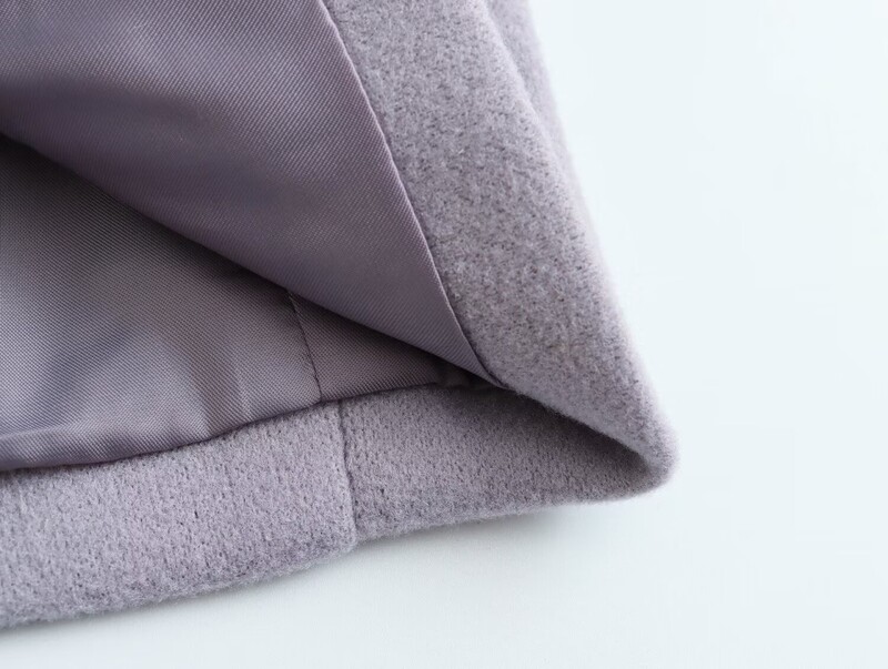 Ženska odjeća veće veličine Kaput bez ovratnika, jednobojni vuneni kaput dugih rukava za proljeće i jesen Vunena jakna u uličnom stilu