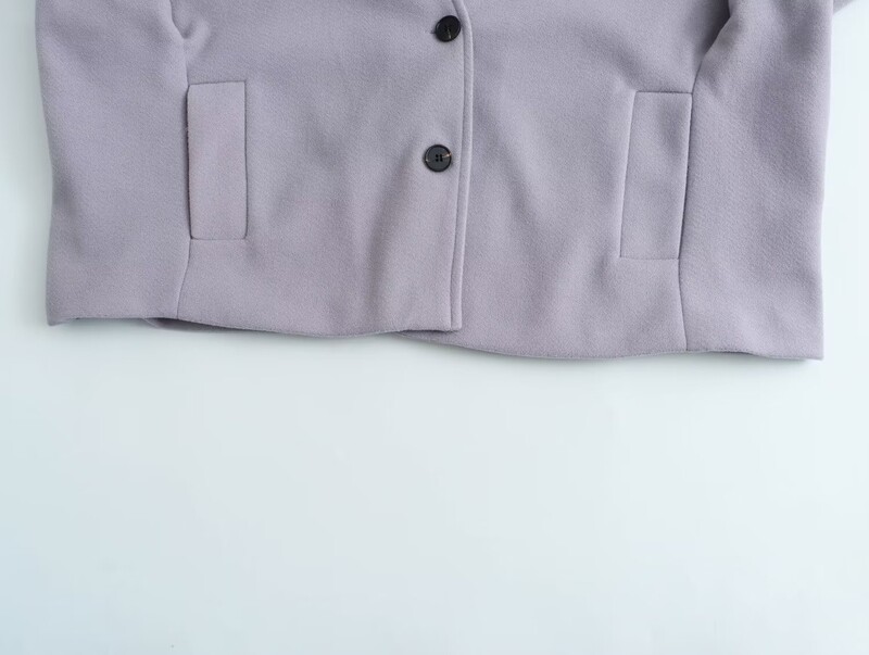 Ženska odjeća veće veličine Kaput bez ovratnika, jednobojni vuneni kaput dugih rukava za proljeće i jesen Vunena jakna u uličnom stilu