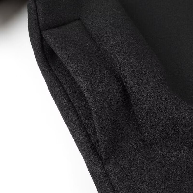 Ženska odjeća velikih veličina Ležerna vunena jakna Dvoredno kopčanje Crni vuneni kaput Novi proizvodi za proljeće i jesen