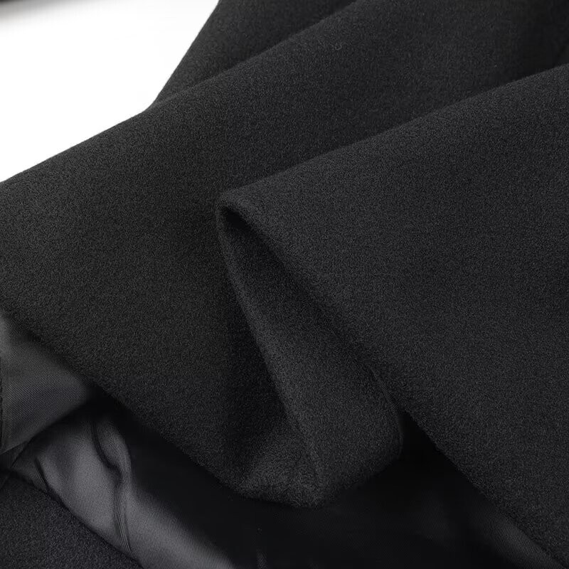 Ženska odjeća velikih veličina Ležerna vunena jakna Dvoredno kopčanje Crni vuneni kaput Novi proizvodi za proljeće i jesen