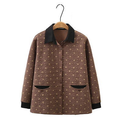 Ženska jakna velikih veličina Jesenska ležerna odjeća Modna geometrijska pletiva Prošivena gornja odjeća Zakrivljeni kaputi K72 1151