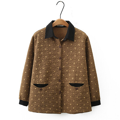 Ženska jakna velikih veličina Jesenska ležerna odjeća Modna geometrijska pletiva Prošivena gornja odjeća Zakrivljeni kaputi K72 1151