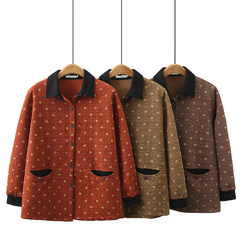 Ženska jakna velikih veličina Jesenska ležerna odjeća Modna geometrijska pletiva Prošivena gornja odjeća Zakrivljeni kaputi K72 1151